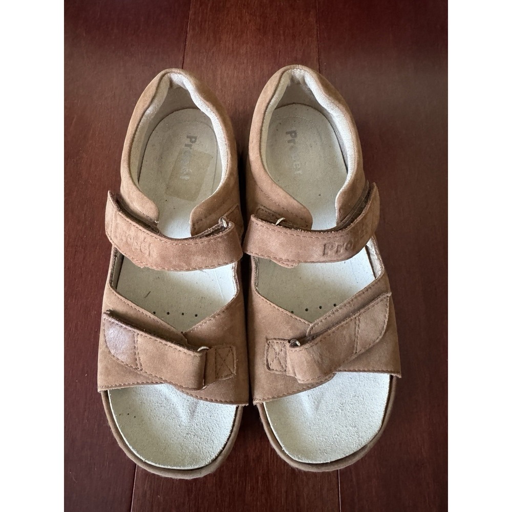 propet womens shoes Comfort Sandals Ankle Strap Tan Beige Leather Size 7W